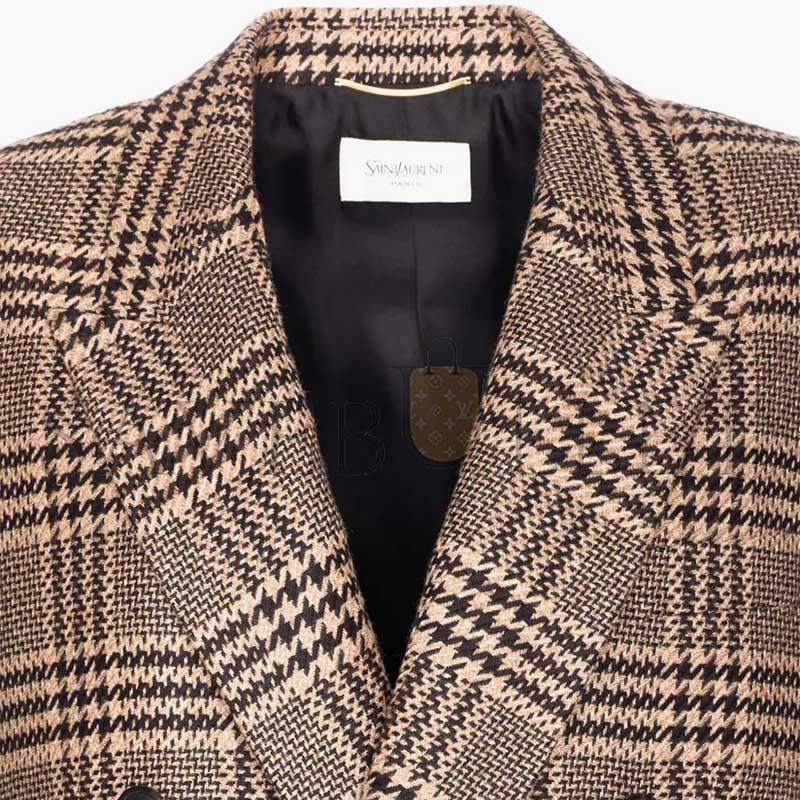 Y51 DOUBLE-BREASTED PLAID SUIT JACKET